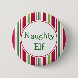 Lustiger unartiger Elf Weihnachts-Party-Button-Ans Button