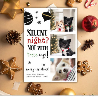 Lustiger unartiger Hund Haustier 3 Foto Weihnachte Feiertagskarte