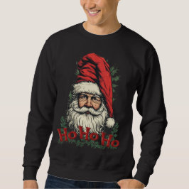 Lustiger und bunter Weihnachtsmann auf schwarzem H Sweatshirt