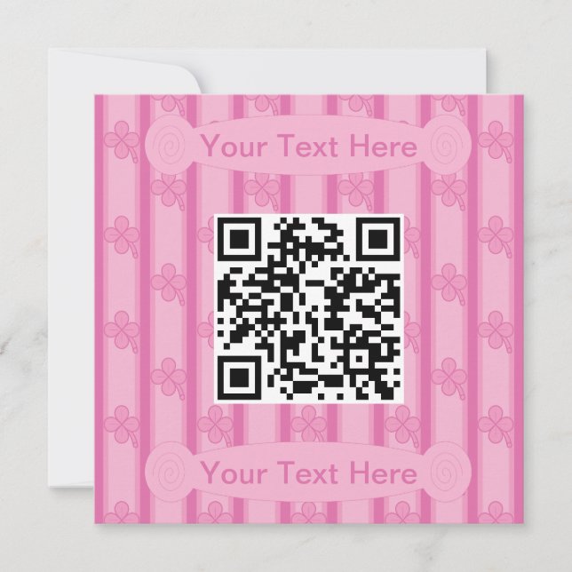Lustiger und Fancy 4-Blatt-Kleeblatt-QR-Code Einladung (Vorderseite)