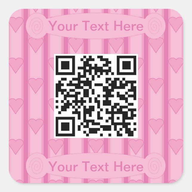 Lustiger und Fancy Herz QR Code Quadratischer Aufkleber (Vorderseite)