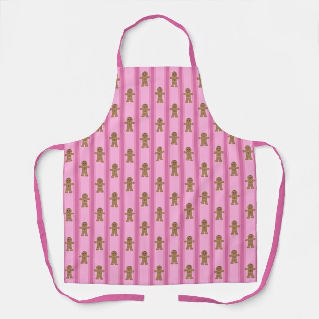 Lustiger und Fancy-Rosa-Gingerbread-Mann Schürze (Vorderseite)