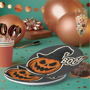 Lustiger und gruseliger Halloween-Aufkleber Pappteller
