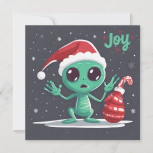 Lustiger und gruseliger Weihnachts-Grün-Alien Feiertagskarte
