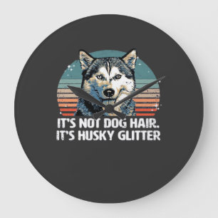 Lustiger und süßer sibirischer Husky-Hund Glitter  Große Wanduhr