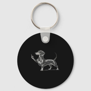 Lustiger unhöflicher schwarzer Dachshund-Hund Meme Schlüsselanhänger
