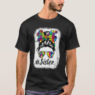 Lustiger unordentlicher Dutt Schwester Autismus Pu T-Shirt