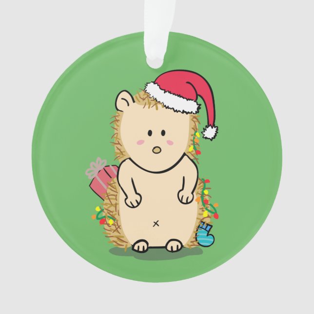 Lustiger unordentlicher frohe Weihnacht-Igel Ornament (Vorderseite)