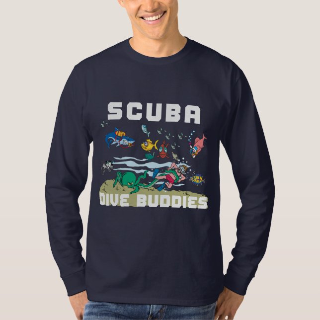 Lustiger UNTERWASSERATEMGERÄT Tauchen-Freund-lange T-Shirt (Vorderseite)