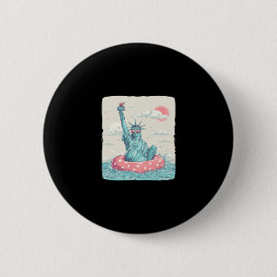 Lustiger Urlaub Liberty Statue Im Strandring Für P Button