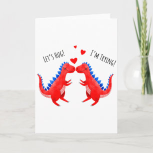 Lustiger Valentins-Dinosaurier umarmt Herz-T-Rex  Karte