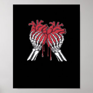 Lustiger Valentins-Skelett-Herz-Hände Klassischer  Poster