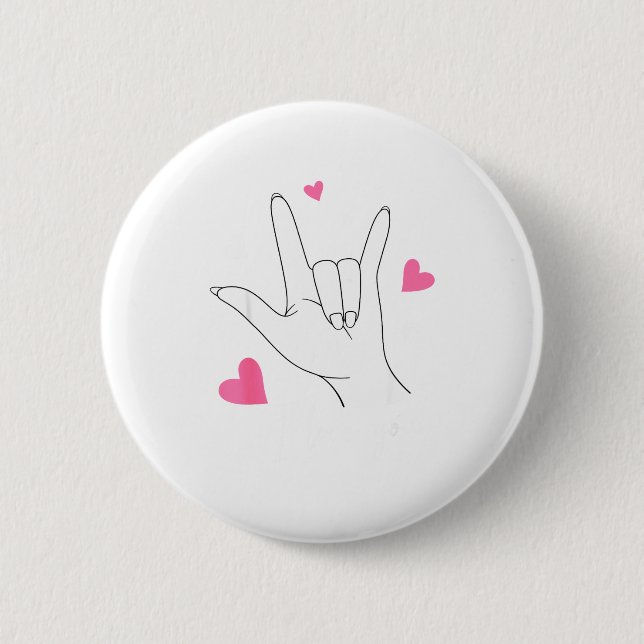 Lustiger Valentinstag Herz Ich liebe dich Handzeic Button (Vorderseite)