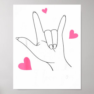 Lustiger Valentinstag Herz Ich liebe dich Handzeic Poster