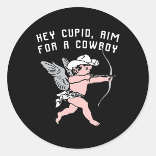 Lustiger Valentinstag Hey Cupid Runder Aufkleber