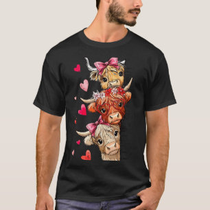 Lustiger Valentinstag Highland-Kuh Liebhaber Herze T-Shirt