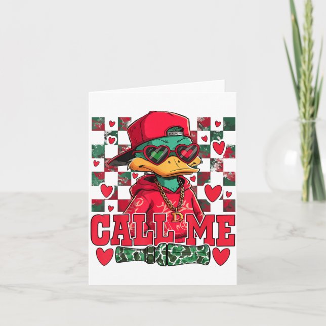 Lustiger Valentinstag Junge Entenjagd Ruf Mich Tod Karte (Vorderseite)