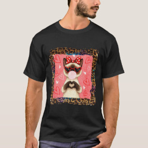 Lustiger Valentinstag Siamkatze Herz Hände Blase B T-Shirt