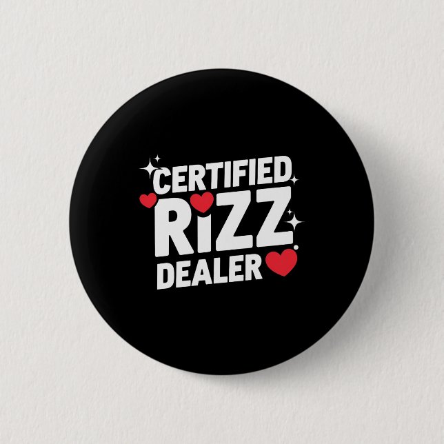 Lustiger Valentinstag Zertifizierter Rizz-Händler  Button (Vorderseite)