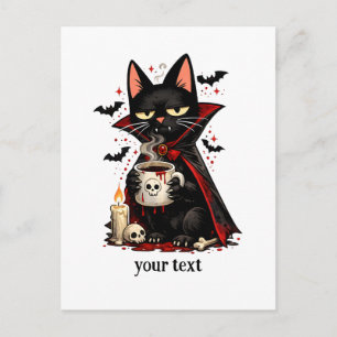 Lustiger Vampir Schwarze Katze Kaffee Totenkopf Ha Postkarte
