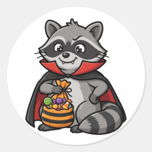 Lustiger Vampir-Waschbär-Halloween-Aufkleber Runder Aufkleber