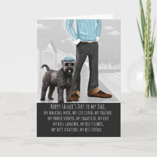 Lustiger Vatertag mit Bouvier des Flandres Hund Feiertagskarte
