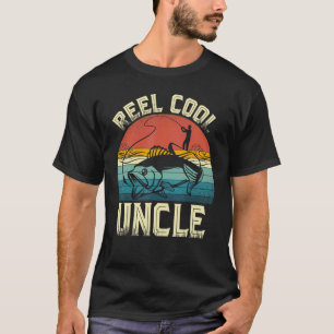 Lustiger Vatertag Vintage Angelrolle Cool Onkel He T-Shirt