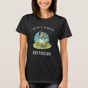 Lustiger Veganer Thanksgiving Rette Eine Türkei T-Shirt