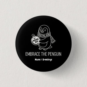 Lustiger verlorener Grönland-Pinguin umarmt die fa Button