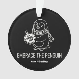 Lustiger verlorener Grönland-Pinguin umarmt die fa Ornament