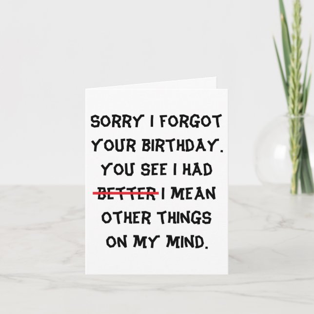 lustiger verspäteter Geburtstag Karte (Vorderseite)