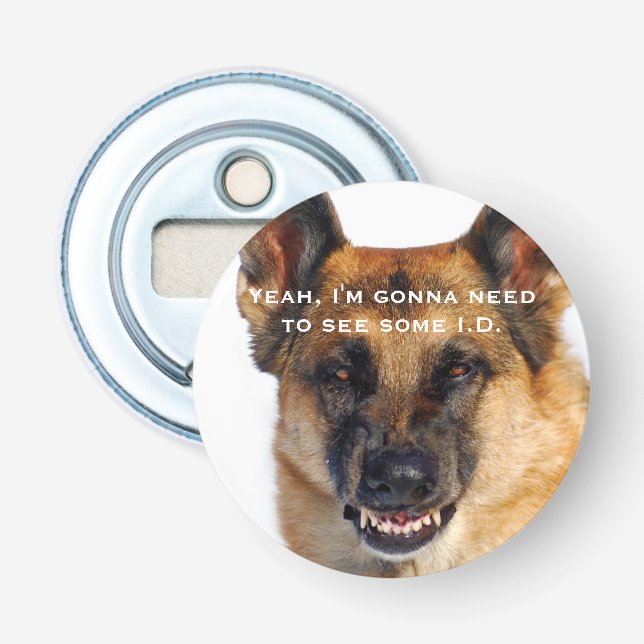 Lustiger Verwirrungs-Schäferhund-Flaschen-Öffner Flaschenöffner (Vorderseite)