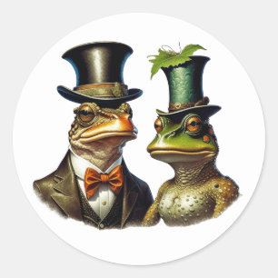 Lustiger viktorianischer Frosch-Coucharme im Landh Runder Aufkleber