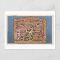 Lustiger Vintage-Hirsch als Jäger