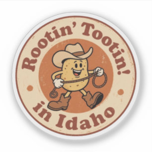 Lustiger Vintage-Idaho-Kartoffel-Cowboy Retro Aufkleber