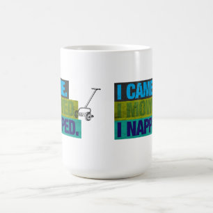 Lustiger Vintage-Rasenmäher mäht Papa-Witz Honey D Kaffeetasse