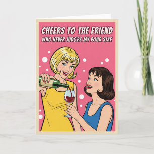 Lustiger Vintage-Wein-Humor Beste Freunde Pop-Art Karte