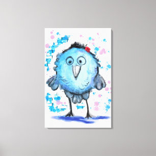 Lustiger Vogel - Aquarell Leinwanddruck