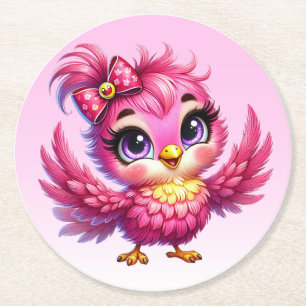 Lustiger Vogel Cartoon Sublimation-56342 Runder Pappuntersetzer