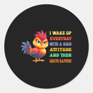 Lustiger Vogel Grumpy Hahn Sarkastischer Spruch Hu Runder Aufkleber