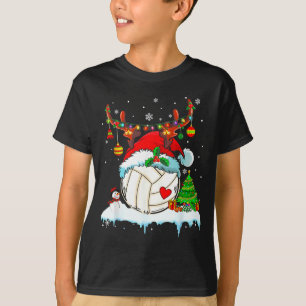 Lustiger Volleyball Weihnachten Rentier Santa Hut  T-Shirt