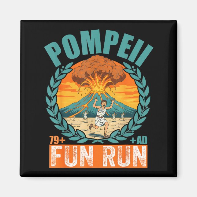 Lustiger Vulkan Pompeji Fun Run Geographie Vulkano Magnet (Vorne)