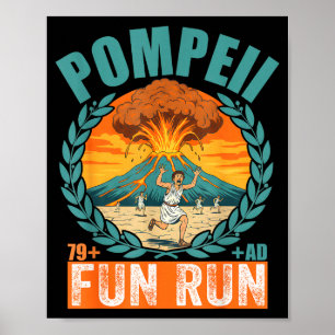 Lustiger Vulkan Pompeji Fun Run Geographie Vulkano Poster