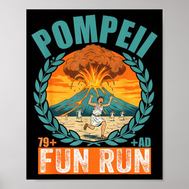 Lustiger Vulkan Pompeji Fun Run Geographie Vulkano Poster (Vorne)