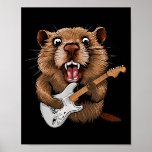 Lustiger Waldmurmeltier-Musiker spielt Gitarre für Poster