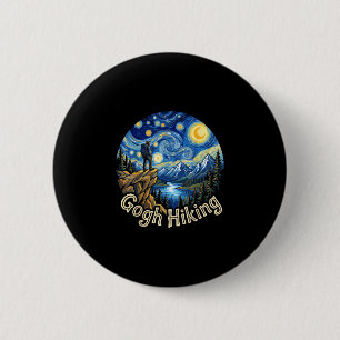 Lustiger Wanderer gogh Wandern Sternennacht Kunst Button