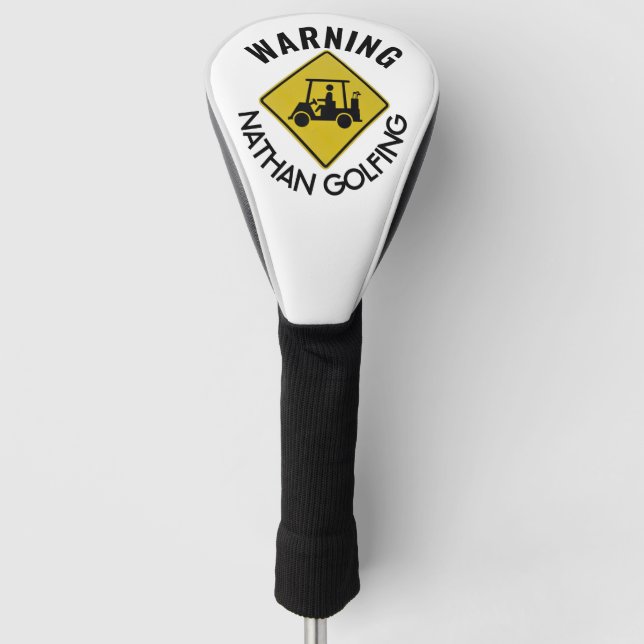 Lustiger Warnzeichen-Golf-Wagen personalisiert Golf Headcover (Vorderseite)