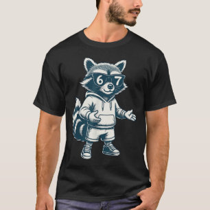 Lustiger Waschbär 67 Meme Sechs Sieben T-Shirt