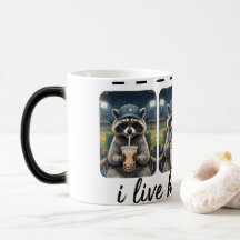 Lustiger Waschbär-Baseball-Kaffeebecher – Ich lebe