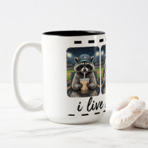 Lustiger Waschbär Baseball Kaffeebecher – Ich Lebe